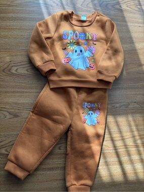 SHEIN Orange 'Spooky' Ghost Sweatshirt & Jogger Set